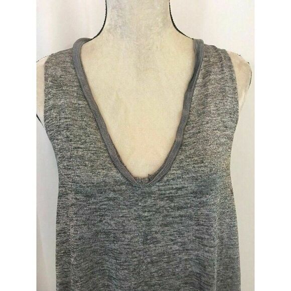 Zara Womens Solid Gray Grey V Neck Tank Top Stretch Small - Picture 2 of 6